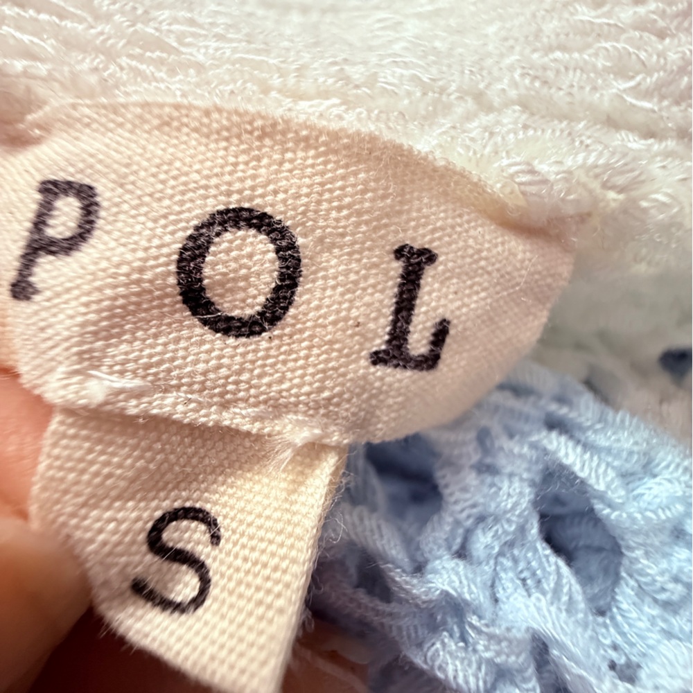POL Light Blue & White Oversized Crocheted Cardigan - Picture 4 of 7
